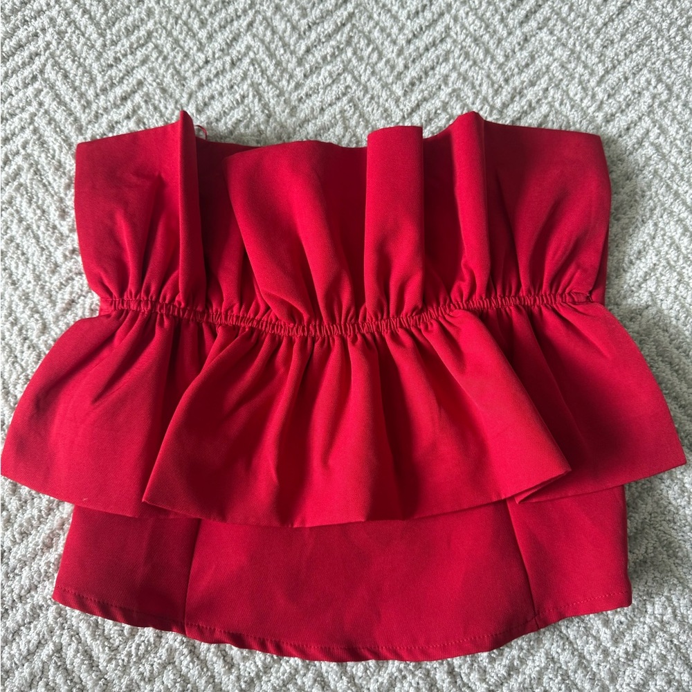 Red Ruffle Bandeau Top Size M